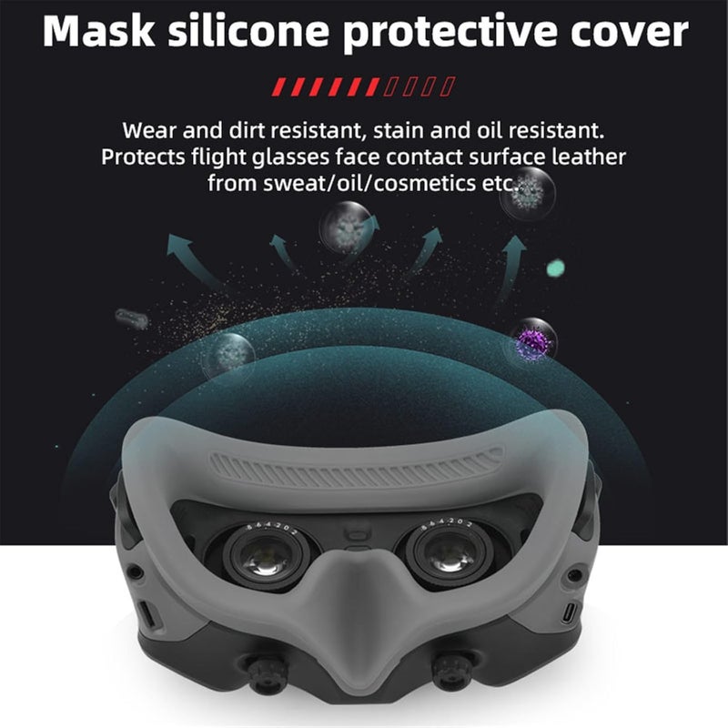 wtohoby وسادة عين سيليكون لجهاز DJI AVATA نظارات 2 غطاء نظارات الطيران مقاوم للعرق غير قابل للانزلاق قابل للغسل وسادة وجه ملحقات كاميرا الطائرات بدون طيار (غير متوافق مع نظارات DJI Integra) (أسود) - Image 3